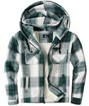 JACKETOWN Chemise à Carreaux pour Homme Chemise Thermique en Polaire pour Homme Longues à Carreaux avec Fermeture éclair Doublure en Polaire Veste d'hiver Hoodies Veste de flanelle Chaud