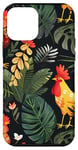 Coque pour iPhone 12 mini Noir Minimaliste Tropical Crazy Chicken Lady Phone Pattern