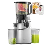 AMZCHEF Automatic Cold Press Juicer Machines 250W Liberate Your Hands -135MM Opening and 1.8L Capacity Slow Juicers for Whole Fruit and Vegetable, with Triple Filter, Safety Lock, Classic Silver