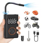 QiCYCLE N3 Compresseur d'air portable Pompe à vélo électrique Mini Air Compresseur Easy Pump (2,5 Ah, batterie 18,5 Wh, Autostop, 150 PSI, 10,3 bar)