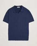 John Smedley Roper Open Collar Sea Island Polo French Navy