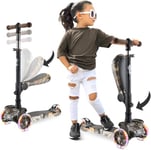 Hurtle Trottinette Enfant, Trottinette 3 Roues, Patinette Enfant Pliable avec Hauteur Ajustable, Plateau Antidérapant, LED Roues Lumineuses, Trottinette pour Fille/Garçon de 2 à 12 Ans