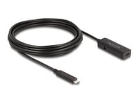 Delock - Usb-Förlängningskabel - 24 Pin Usb-C (Hane) Till Usb-C/Dc-Strömuttag (Hona) - 5 V - 2 A - 5 M - Upp Till 10 Gbps Dataöverföringshastighet - Svart