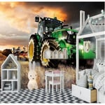 Papier Peint Mural Poster Photo Géant 3D Tracteur Agricole Vert 350x250Cm Papier Peint Personnalisé Salon Chambre