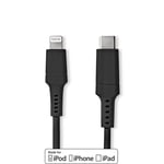 Nedis Lightning Kaapeli | USB 2.0 | Apple Lightning 8-Pin | USB-C™ Uros | 480 Mbps | Niklattu | 2.00 m | Pyöreä | PVC | Musta | Laatikko