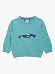 Trotters Baby Sebastian Car Wool Blend Jumper, Sea Green