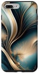 Coque pour iPhone 7 Plus/8 Plus Golden Breeze – Motif abstrait bleu sarcelle et doré