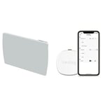 CARRERA 49590 Radiateur à inertie Céramique Verre LCD 1000 W Blanc & Heatzy - Programmateur/Thermostat Connecté et Intelligent - Connecté à votre Smartphone - Contrôlez vos Radiateurs à Distance