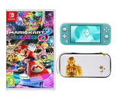 NINTENDO Switch Lite Turquoise, Princess Zelda Case & Mario Kart 8 Deluxe Bundle, Blue