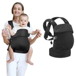 Aolso Sac banane pour bébé ergonomique, bandeau pour bébé respirant, bande de taille réglable, sac banane avant et arrière, bandeau porte-bébé, noir