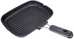 Lagostina Easy Grill Poêle Anti-Adhésive Rectangulaire en Aluminium Moulé sous Pression, 24 x 32 cm, Revêtement Meteorite Resistium, Poignée Pliable en Bakélite, Bec Verseur, Facile à Nettoyer