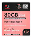 Three 80GB Data SIM - 5G Business-Grade Data Renewed EVERY MONTH until 8th August 2025 - Perfect for Wifi Routers, Tablets & Phones (80GB Until 8th August 2025)