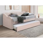 Vente-unique Lit banquette gigogne 2 x 90 x 190 cm - Velours - Rose - LENVIA