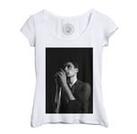 T-Shirt Femme Col Echancré Joy Division Ian Curtis Live Punk Rock Photo Vintage Noir Et Blanc