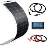 Kit Panneau Solaire Souple 100W 12V,Panneau Solaire Flexible Monocristallin pour Camping-Car, Camper, Van, Batterie 12v,Bateaux et Autres Surfaces Inégales