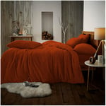 GC GAVENO CAVAILIA Teddy Duvet Cover Double - Fleece Bedding Set with Pillowcases - Burnt Orange