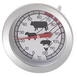 wenco Thermomètre analogique de qualité supérieure - 11 cm - Idéal pour contrôler la viande lors de la cuisson au four - Verre/acier inoxydable - Argent