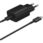 25W USB-C laddare svart + 1M USB-C till USB-C-kabel för Samsung Galaxy S20 FE 5G S20+ S20 Ultra S21 Plus