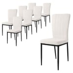 Lot de 8 chaises  salle à manger en velours doux blanc avec dossier ergonomique