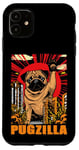 Coque pour iPhone 11 Retro Pug Pugzilla Funny Dog Lover Japanese Movie Poster