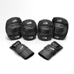 Osprey Kids' Skate Bmx Pads - Knee, Elbow and Wrist Protective Set - 6 Piece Scooter Streetsport Pad Set - Black - Medium