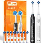 Rotating  Electric  Toothbrush  2  Packs  for  Adults  and  Kids ,  8  Brush  He