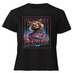 Guardians of the Galaxy Glowing Rocket Raccoon Women's Cropped T-Shirt - Black - XS