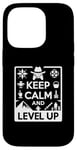 Coque pour iPhone 14 Pro Keep Calm and Level Up Gamer pour les joueurs amusants