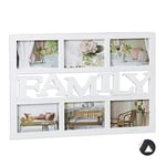 Relaxdays 10021951 Cadre photos pêle-mêle 6 photos Galerie collage cadre mural Family famille 33 x 48 cm, blanc