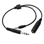 6.35mm 1/4 TRS to 1/4 6.35mm TRS Female + 3.5mm 1/8 TRRS Male Stereo Headphone Y Splitter Extension Cable Guitar Amplifier Instrument Cable Headphone Adapter