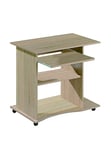 Inter Link - Bureau - Table pour ordinateur portable - Table pour ordinateur - Sur roulettes - Tiroir coulissant - Mini table de bureau - Stratifié - 80 x 50 x 75cm - Chêne Sonoma Imitation- Durini