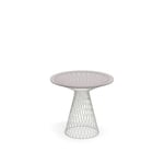 EMU - Heaven Round Table Ø80, Frame: Matt White, Top: Smokey Glass - Vit - Matbord utomhus - Glas/Metall