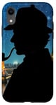 Coque pour iPhone XR Silhouette de Sherlock Holmes à Londres Nuit