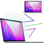 [Lot De 3 Protection D'Écran Pour Macbook Pro 13 Pouces (2016-2022, M1/M2) / Macbook Air 13 Pouces (2018-2021, M1), Anti-Lumière Bleue, Anti-Reflet Film Mat, Résistant Rayures, Anti-Empreintes