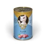 KITTY Cat Paté Veau - 6 x 400 g - Nourriture Humide pour Chat - sans céréales - avec Taurine - Huile de Saumon et Moule à lèvres Vertes - Aliment Complet à Haute teneur en Viande - Fabriqué en