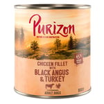 Økonomipakke Purizon Original 12 x 800 g - Kyllingfilet med Black Angus kalkun, søtpotet og tyttebær