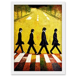 Doppelganger33 LTD Abbey Road Abstract Stylised Beatles Boho Landscape Red And Ochre Artwork Framed Wall Art Print A4