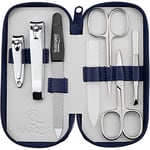 marQus kit manucure pedicure 7 pc. de Solingen - kit manucure professionnelle cuir, 2 coupe ongle, limes a ongles Solingen, pince à épiler, 2 ciseaux, lime a ongle verre