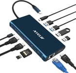 12 In 1 Usb C Hub,Usb C Station D'Accueil Triple Display 4K Dp/2*Hdmi,Macbook Pro/Air Usb C Adaptateur(5Gbps Usb A/C 3.0,1G Ethernet,Pd 100W,3,5 Mm Mic,Sd/Tf)Pour Dell,Hp,Lenovo