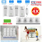 For Nintendo Wii Remote Controller 4 Pack Rechargeable Battery and Charger Dock