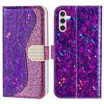 SKALO Samsung A54 5G Glitter design Lompakko kotelo - Violetti