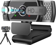 Webcam Hd 1080P Avec Microphone, Correction Automatique De La Lumière, Autofocus Usb Webcam Avec Couverture, Grand Angle 90°, Correction De L'Exposition, Plug & Play, Pour Pc, Linux, Mac