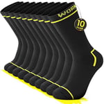 FALARY 10 Paires WORK Chaussettes Homme 43-46 Travail Noir Chaussette Coton Lot Chaussettes Randonnée Socks Chaussettes de Sport Homme Cadeau Anniversaire Homme Vente Flash du Jour et Soldes Grosses