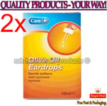 2 X CARE OLIVE OIL EAR DROPS 10ml FOR THE LOOSENING & REMOVAL OF WAX