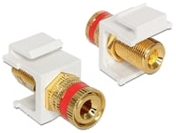 DELOCK – Keystone module, binding post (red) - thread nut, white (86304)