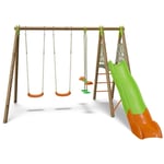 Balançoire en bois poutre métal 2,30 m Techwood Premium grigio - 6 enfants