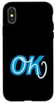 Coque pour iPhone X/XS Bleu Oh, OK bleu graphique