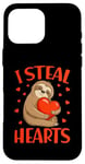 Coque pour iPhone 16 Pro Max Saint Valentin Paresseux I Steal Hearts Garçons Filles Femmes Love