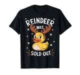 Reindeer Christmas Xmas Duck with Reindeer Antlers T-Shirt