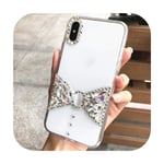 Case for iPhone 11 XR 7 8 11 Pro Max X XS Max Plus 6 6S Cover Transparent Rhinestone Bowknot Soft Case - White-iPhone XS Max